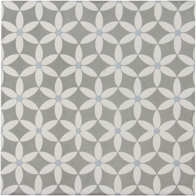 Encaustic Echoes Lapis 8x8 Bloom Decorative Tile - Virginia Tile Company