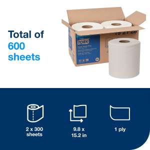 Tork, W2, 1 ply, 9.80"x15.20", Paper, General Purpose Wipers, White