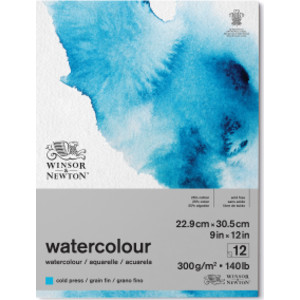 Watercolor Pad, Cold Press, 9X12 in, 300 gsm (140 lb), 12 Sheets
