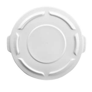 Rubbermaid Commercial, BRUTE®, Self-Draining, Round, Resin, 10 gal, White, Receptacle Lid