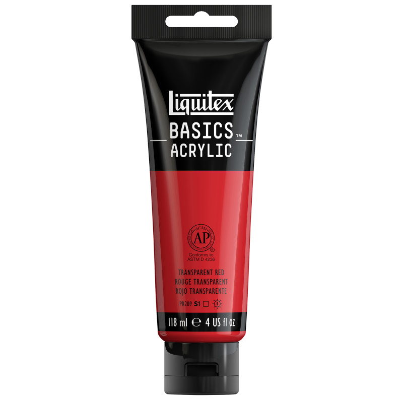 BASICS Acrylic Paint, 118 mL Tube, Transparent Red