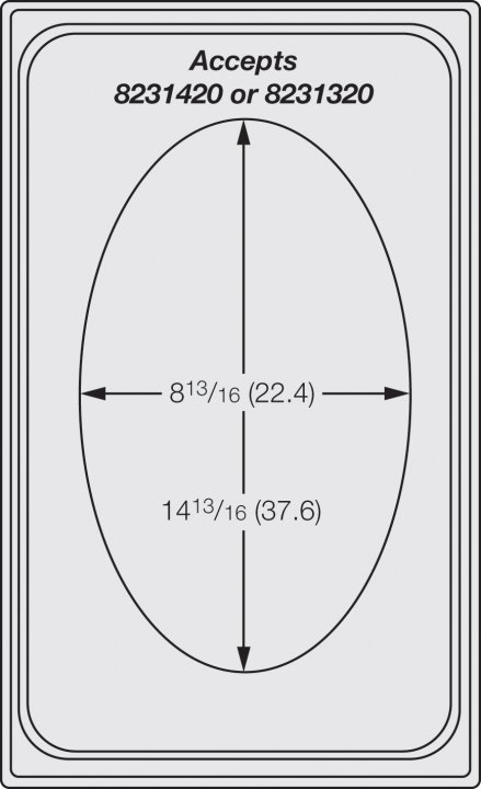 Miramar® stainless steel template for one large oval food pan