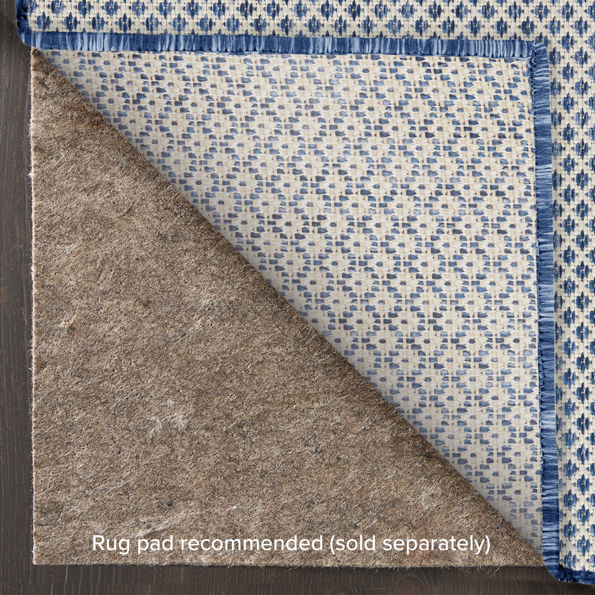 Nourison Courtyard 2' x 6' Ivory Blue Modern Rug