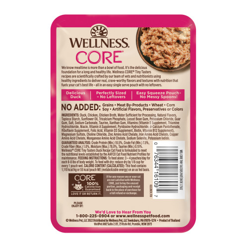 Wellness CORE Tiny Tasters Duck Pate back packaging