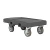 Flatbed utility dolly in dark gray with 6Ó pneumatic wheels and straps