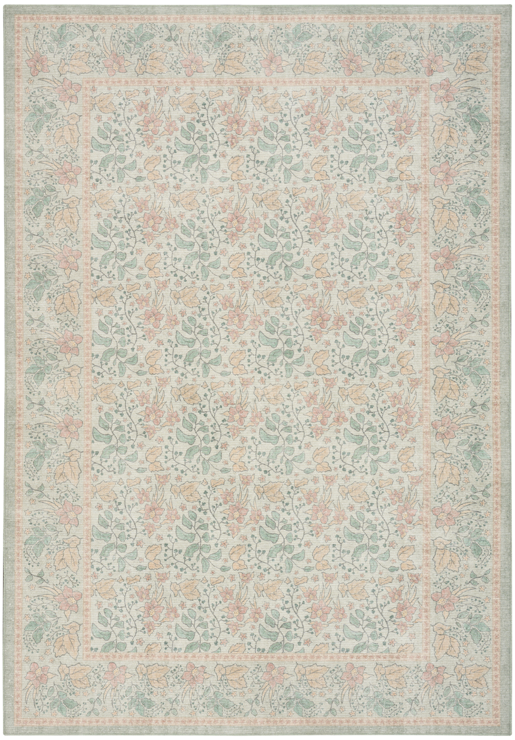 Nourison Botanical Washables 7'6" x 9'10" Green Multicolor Farmhouse Indoor Rug