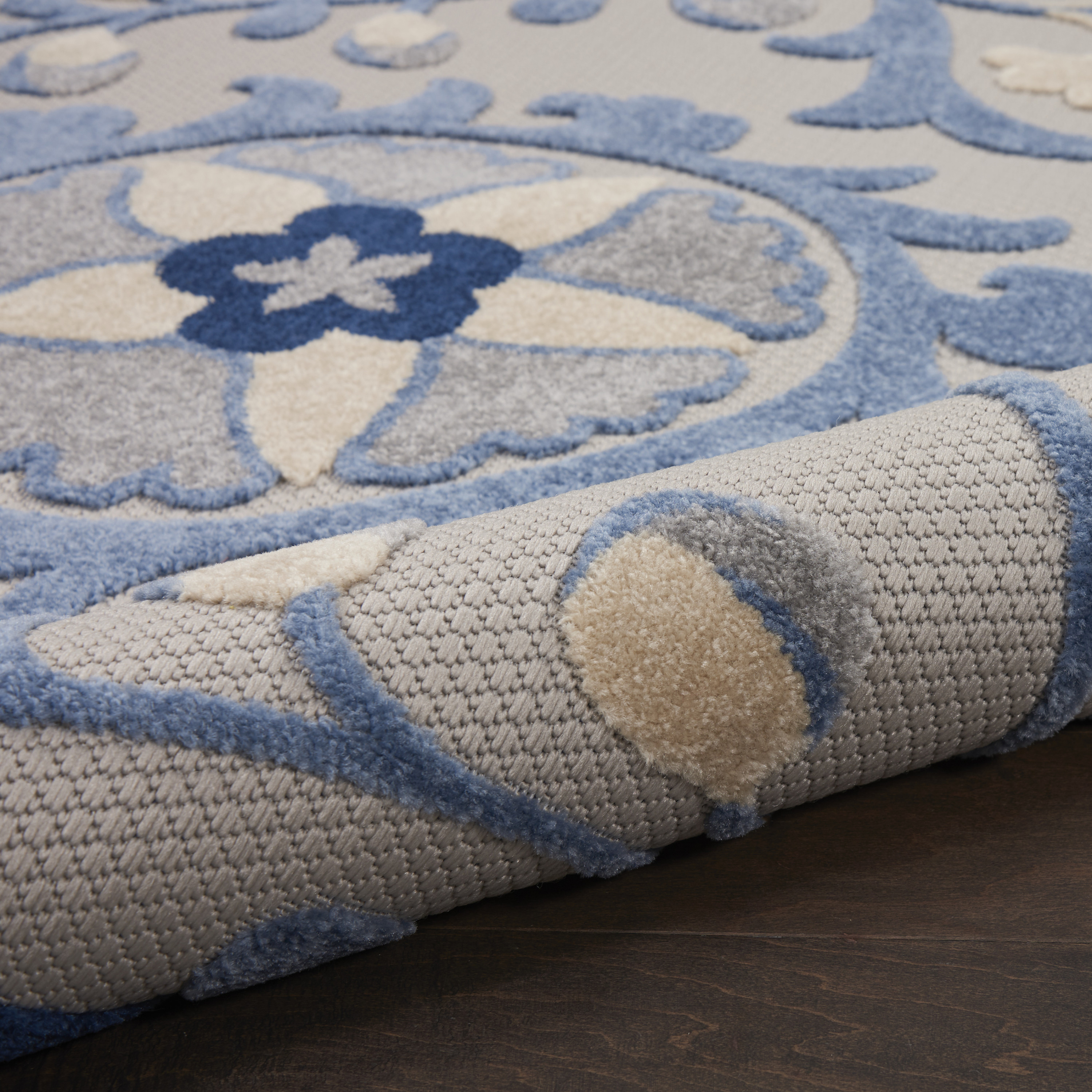 Nourison Aloha 6' x 9' Blue Grey Farmhouse Rug