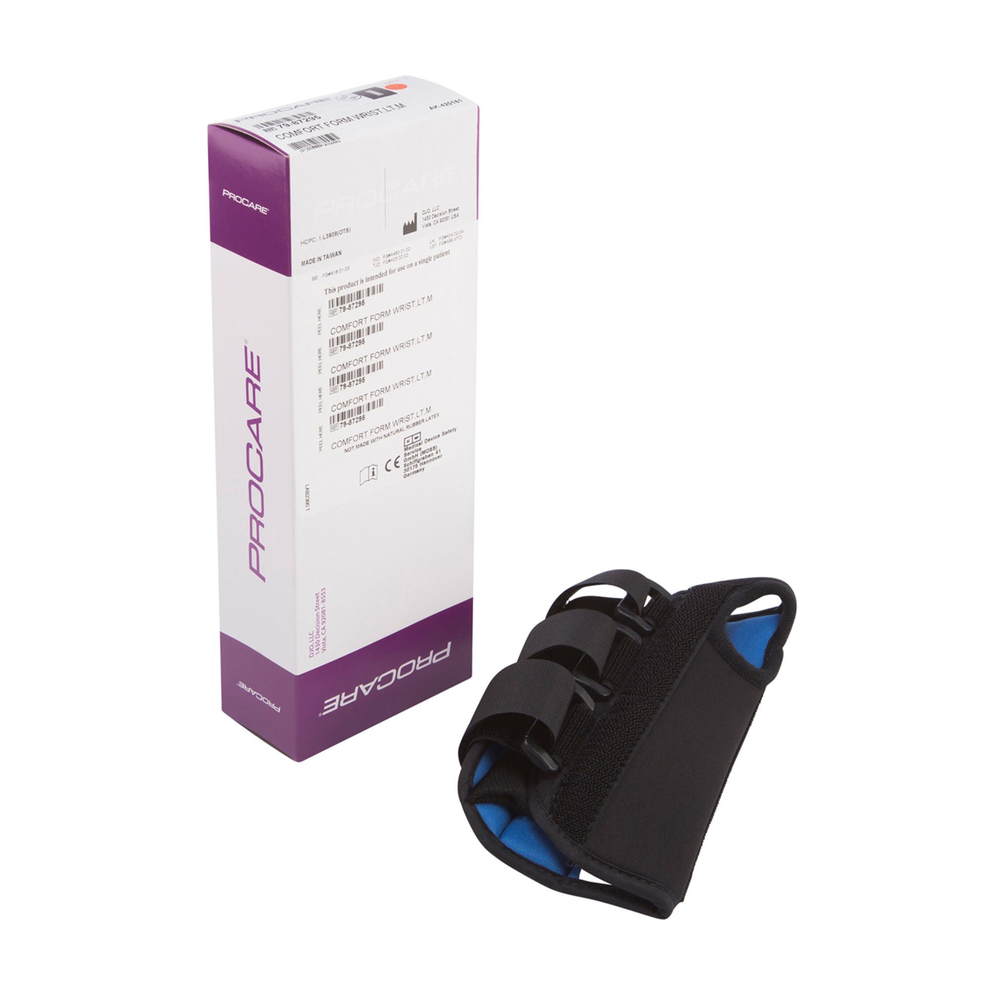 ProCare® ComfortForm™ Wrist Brace with Palmar Stay, Black, Medium, Left-Hand