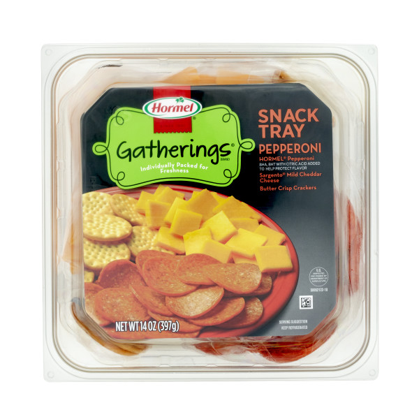 HORMEL GATHERINGS(r) Snack Tray, Pepperoni & Cheese, 6/14 oz. . C1CB - Front Center Inner Pack (Hi Res)