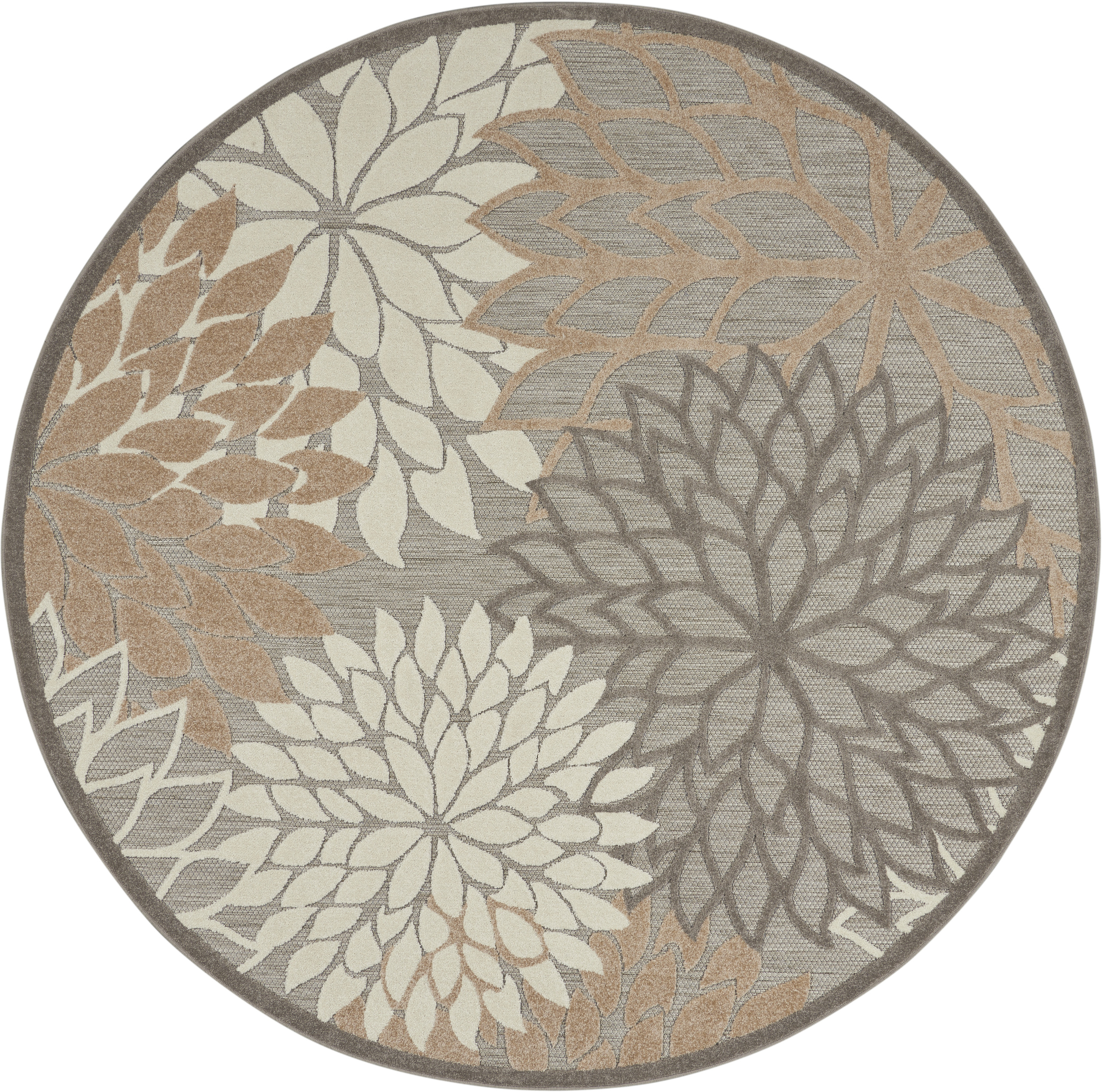 Nourison Aloha 7'10" x Round Natural Tropical Rug