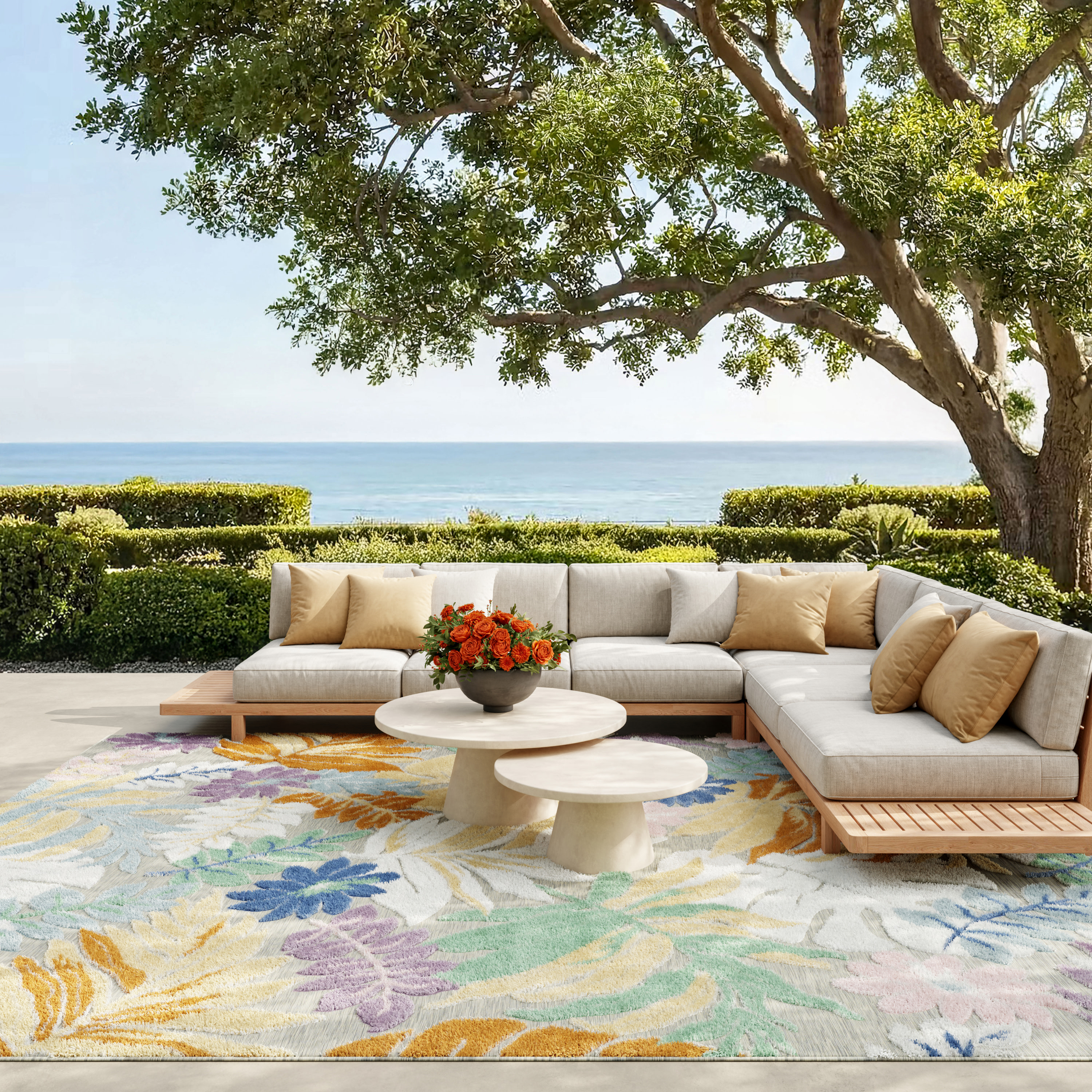 Nourison Suncoast 7'10" x 9'10" Multicolor Tropical Rug