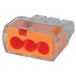 In-Sure™ Push-In Wire Connectors, 3-Port, Orange, 100 PK