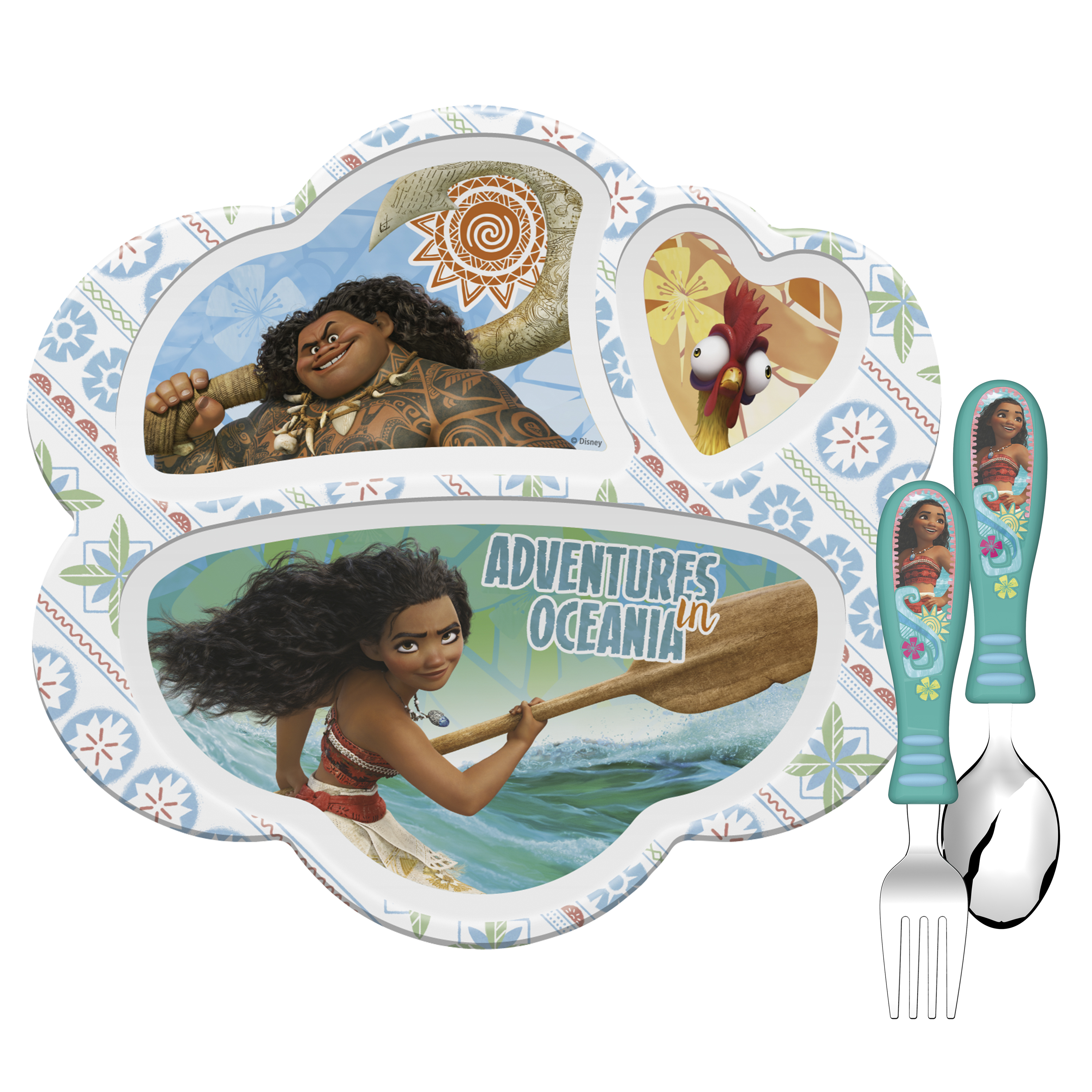 Disney Moana Movie Kid’s Dinnerware Set, Moana, Maui & Heihei, 3-piece set