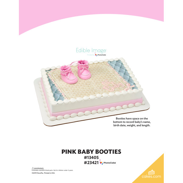 Pink Baby Booties The Magic of Cakes® PhotoCake® Enhanced Background Page