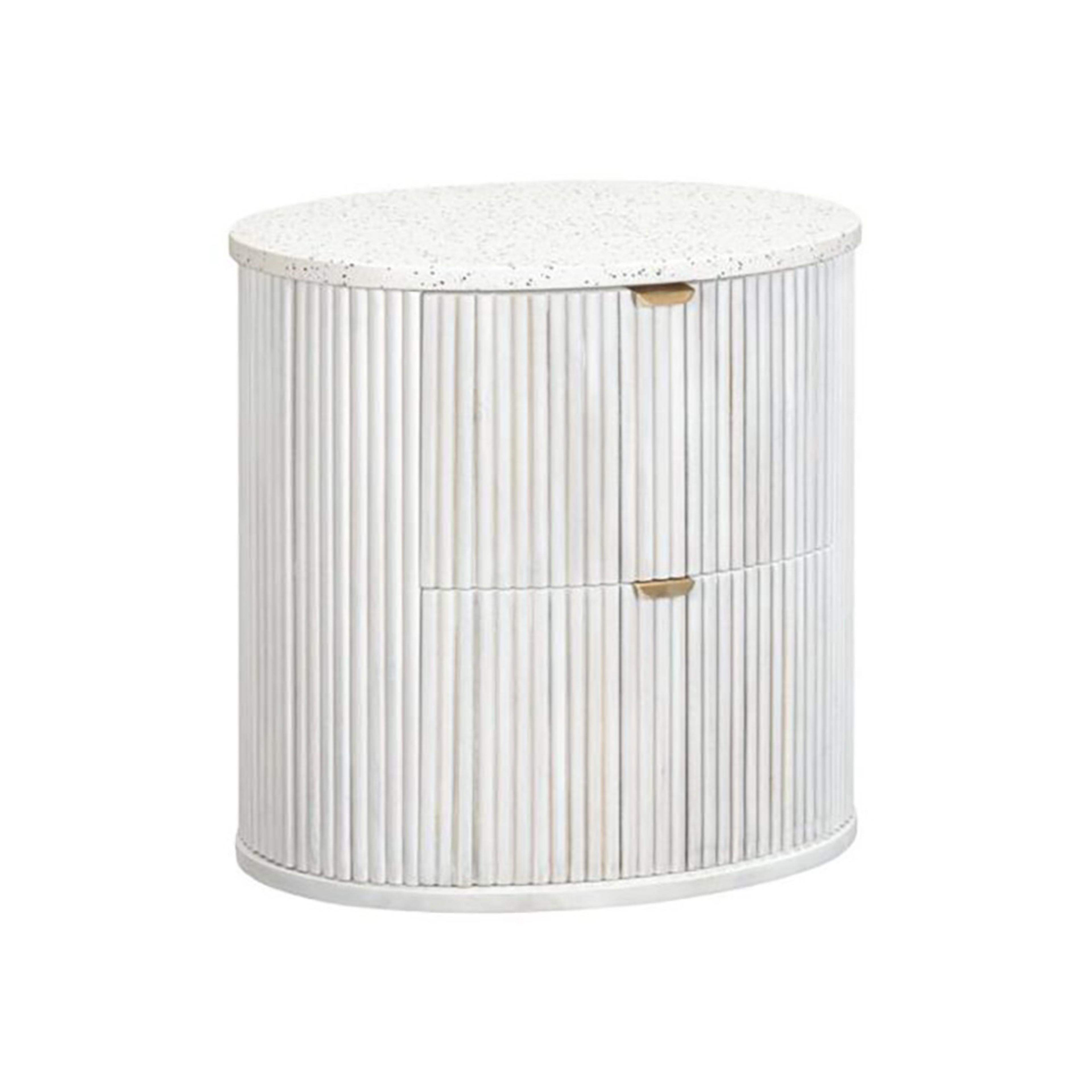 Product image of the  Razzo Bedside Table (2 Drawer), Whitewash from Forty Winks