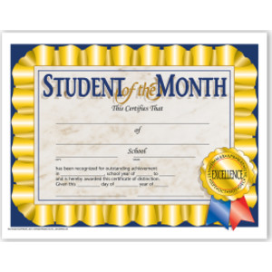 Student of the Month Certificate, 8.5" x 11", Pack of 30
