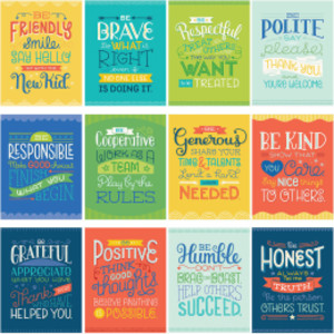 Mini Posters: Positive Character Traits Poster Set, 12 Pieces