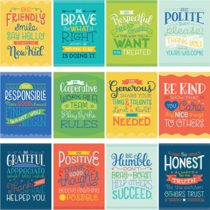 Mini Posters: Positive Character Traits Poster Set, 12 Pieces