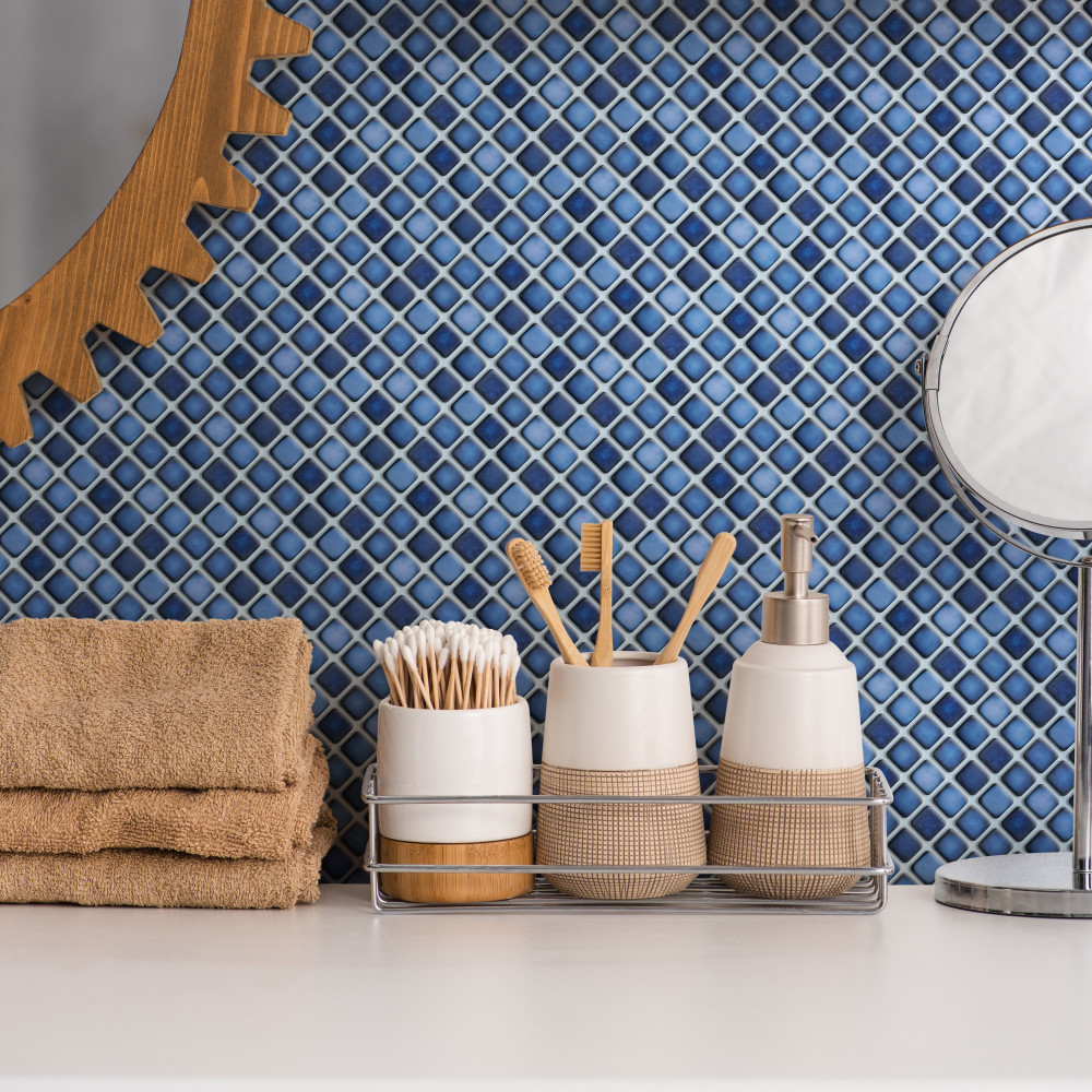 Hudson Diamond Sapphire 12-1/4 in. x 12-3/8 in. Porcelain Mosaic Tile