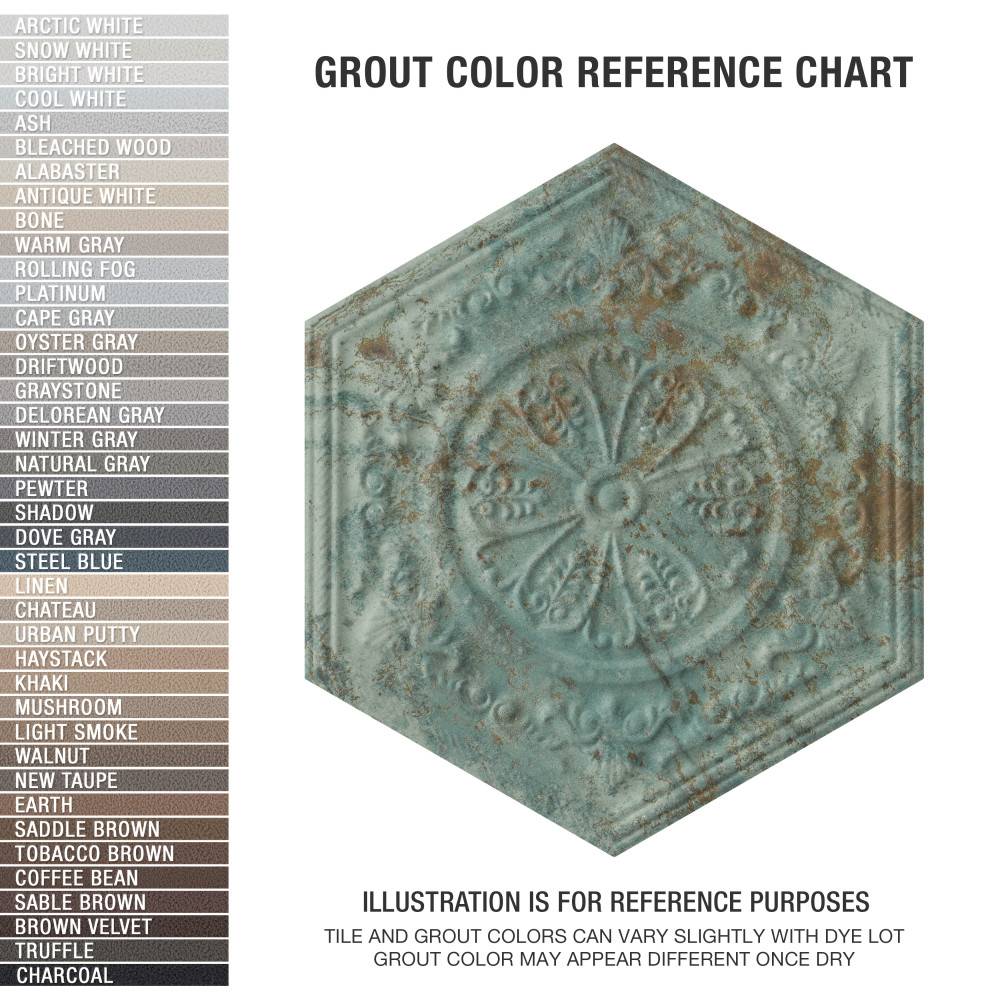 Zinc Hex Green Decor 9-7/8 in. x 11-1/4 in. Porcelain Floor and Wall Tile