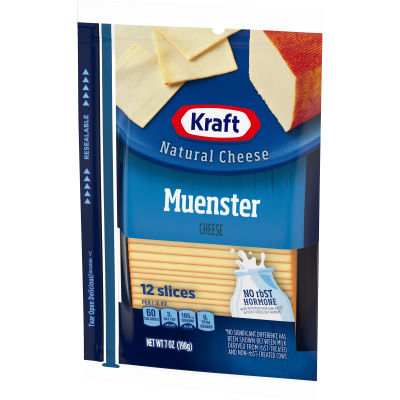 Kraft Muenster Natural Cheese Slices 7 oz Film Wrapped
