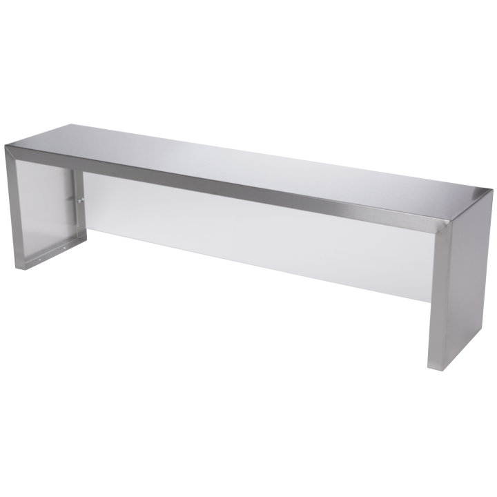 46-inch Servewell® stainless steel single-deck overshelf with acrylic panel cafeteria guard