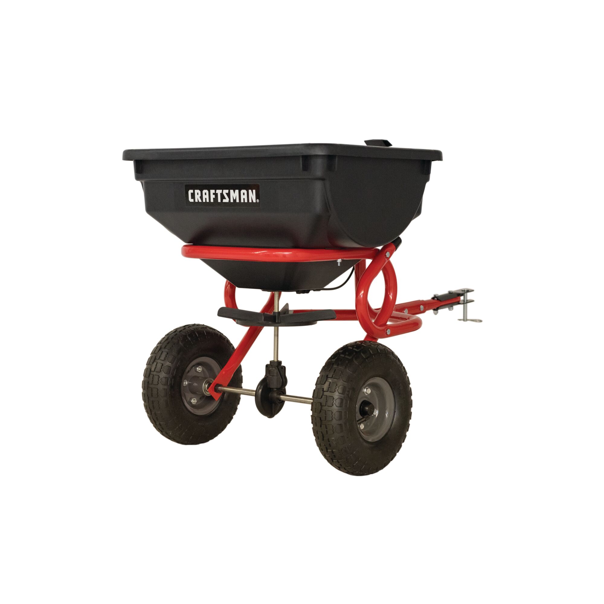 85 pounds tow broadcast spreader.