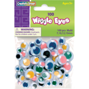 Wiggle Eyes, Multi-Color, Assorted Sizes, 100 Pieces