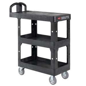 Rubbermaid Commercial, BRUTE® 3-Shelf Heavy Duty Ergo, Small, Utility Cart, Black
