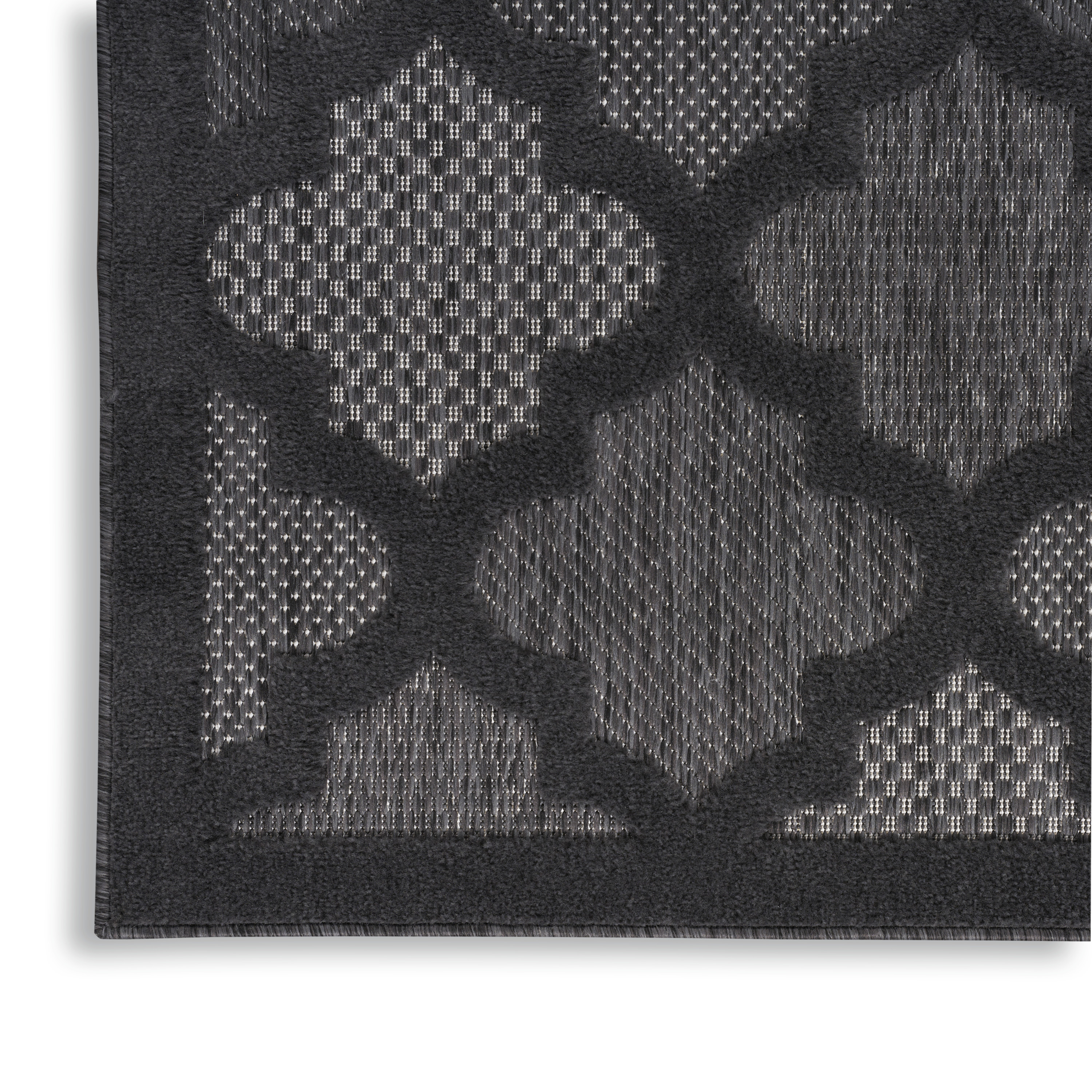 Nourison Easy Care 2' x 6' Charcoal Black Modern Rug