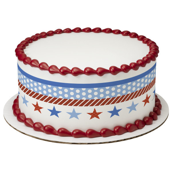 Cottagecore Stars & Stripes PhotoCake® Edible Image® Strips