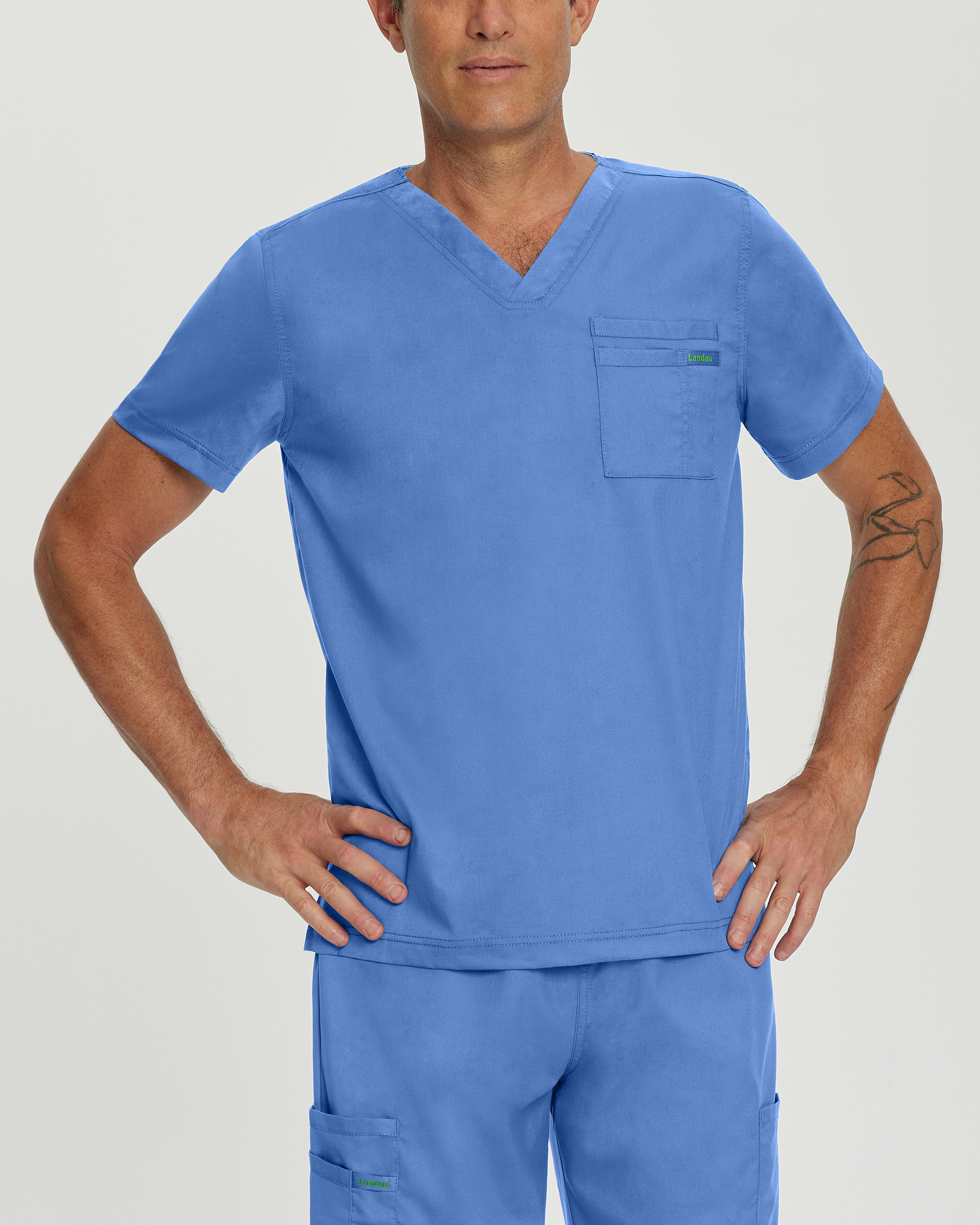 Landau ProFlex Unisex 2-Pocket V-Neck Scrub Top-Landau