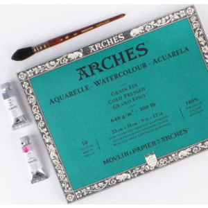 Aquarelle Watercolor Paper Block, Heavyweight, Cold Press, Natural White, 300 lb (640 gsm), 10 Sheet, 9x12 in, 1 Count