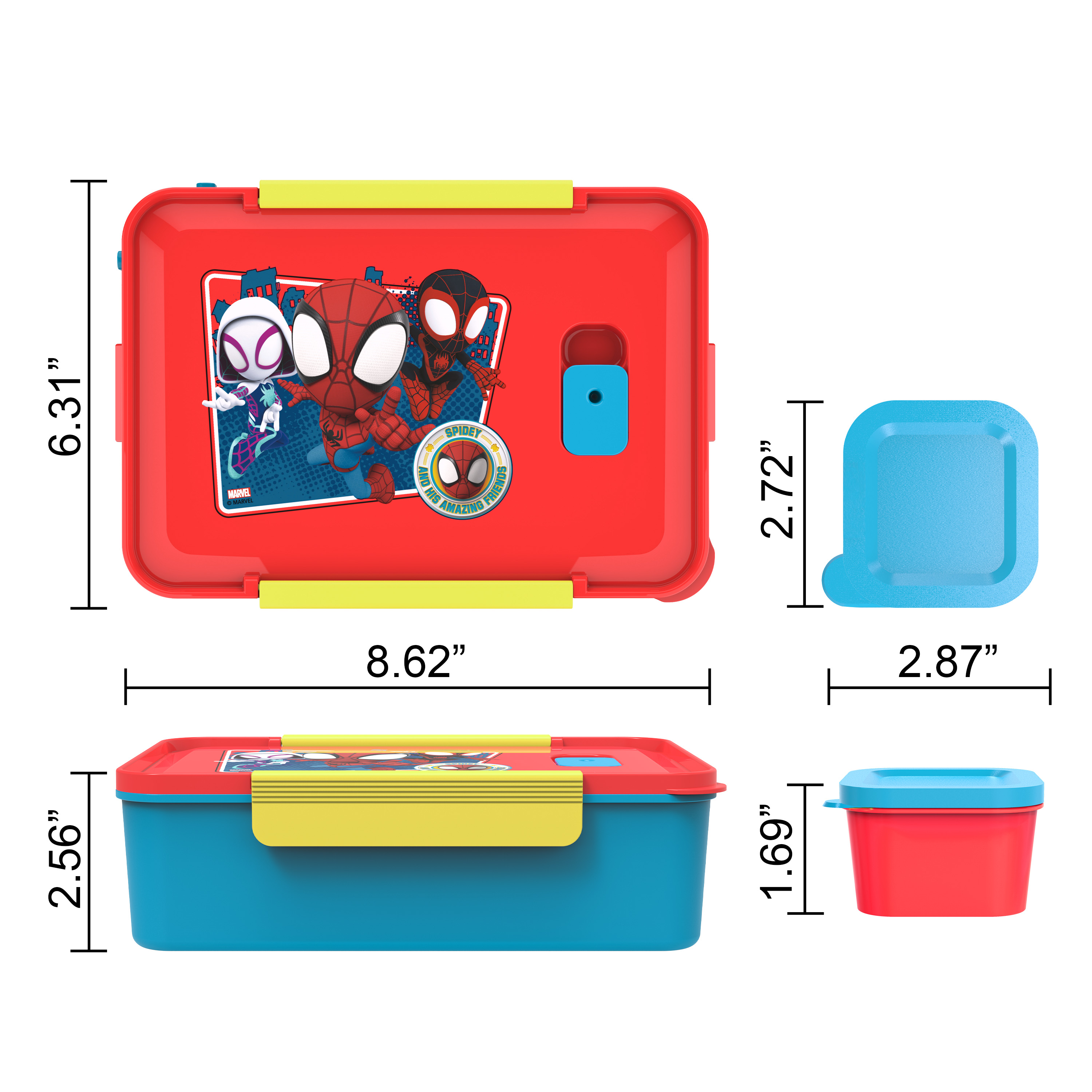 Spider-Man and His Amazing Friends Reusable Divided Bento Box, Spider-Friends, 3-piece set slideshow image 9