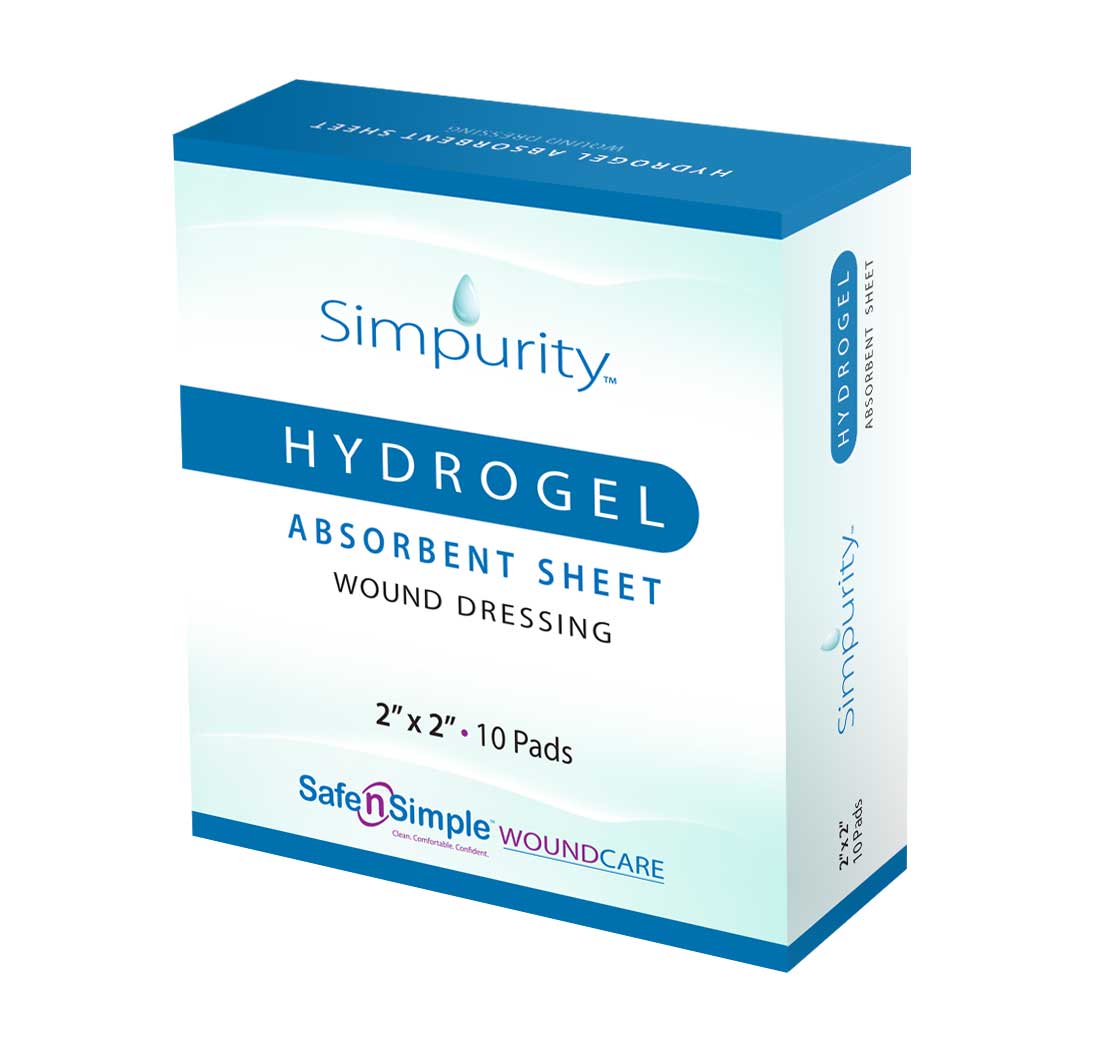 Safe N Simple DRESSING, WND HYDROGEL N/BORDER 2"X2" (10/BX 8BX/CS)