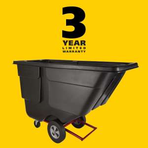 RUB1304BK, Rubbermaid Commercial, Rotomolded Tilt Truck, Utility Duty, 1/2 Cubic Yard, Black