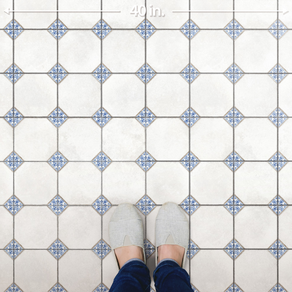 Englishtown Blue 12-7/8 in. x 12-7/8 in. Porcelain Floor and Wall Tile