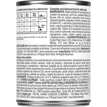 Royal Canin Veterinary Diet Canine Gastrointestinal Moderate Calorie Canned Dog Food