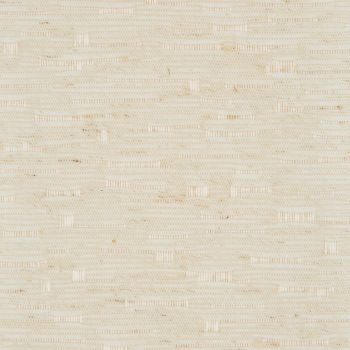 Beige woven grasscloth wallcovering, horizontal staggered fiber strips forming a subtle grid; covering a flat surface as a textured wall finish; evenly lit close-up with neutral, warm tones.