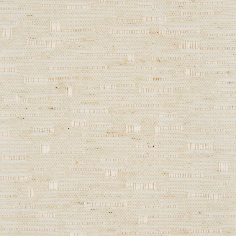 Beige woven grasscloth wallcovering, horizontal staggered fiber strips forming a subtle grid; covering a flat surface as a textured wall finish; evenly lit close-up with neutral, warm tones.