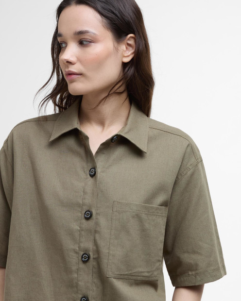 Cary Boxy Short-Sleeved Shirt Dusky Green