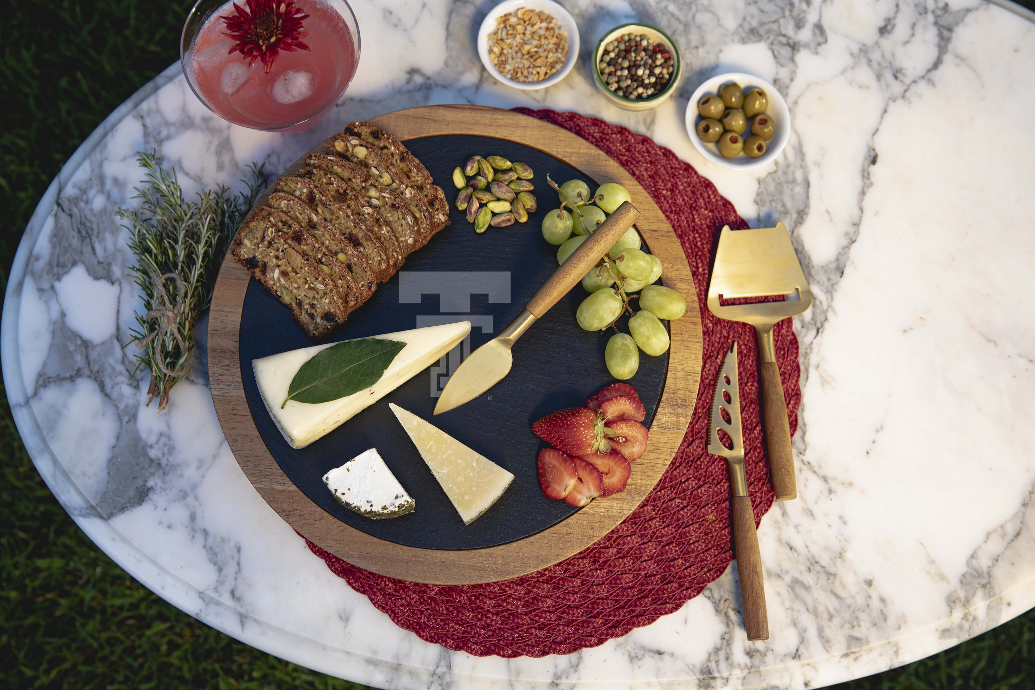 Texas Tech Red Raiders - Insignia Acacia and Slate Serving Board with Cheese Tools