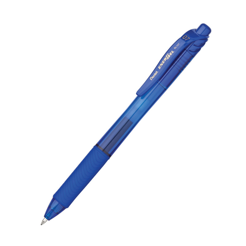 Energel-X+Retractable+Roller+Gel+Pen%2C+.7mm%2C+Blue+Barrel%2Fink%2C+Dozen