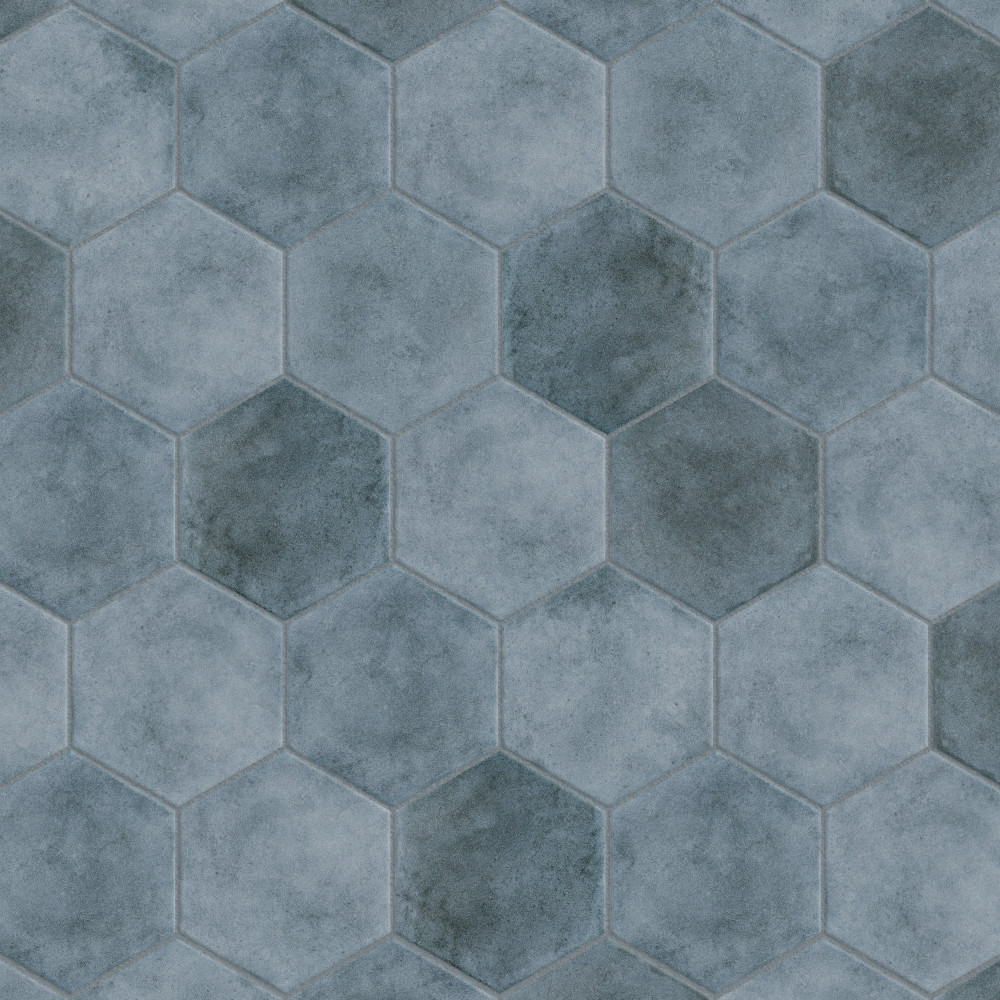 Matter Hex Blue 7-7 8 In. X 9 In. Porcelain Floor And Wall Tile 