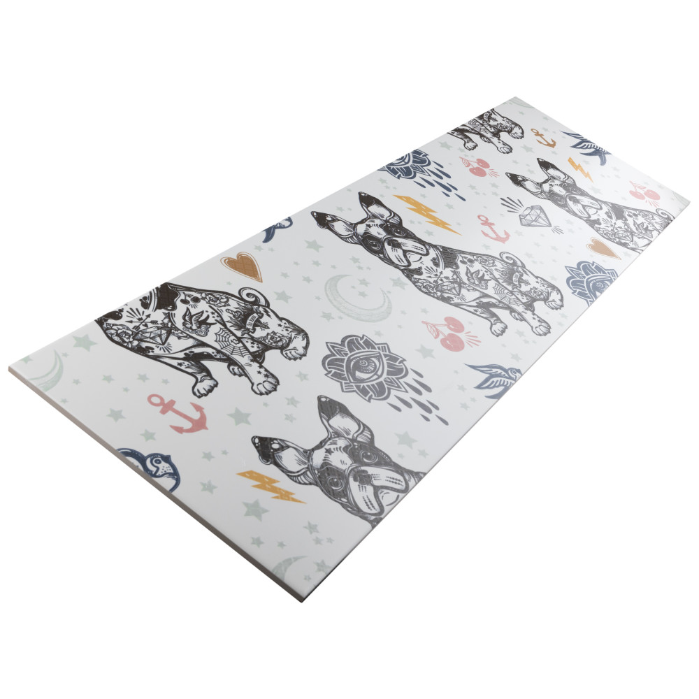 Rockstar Frenchie 11-3/4 in. x 39-1/8 in. Ceramic Wall Tile