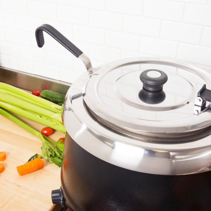 4-ounce stainless steel ladle with black Ergo Grip™ Kool-Touch® handle