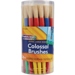 Plastic Handle Brush Classroom Pack, Colossal Brush Set, 7" Long, 30 Brushes