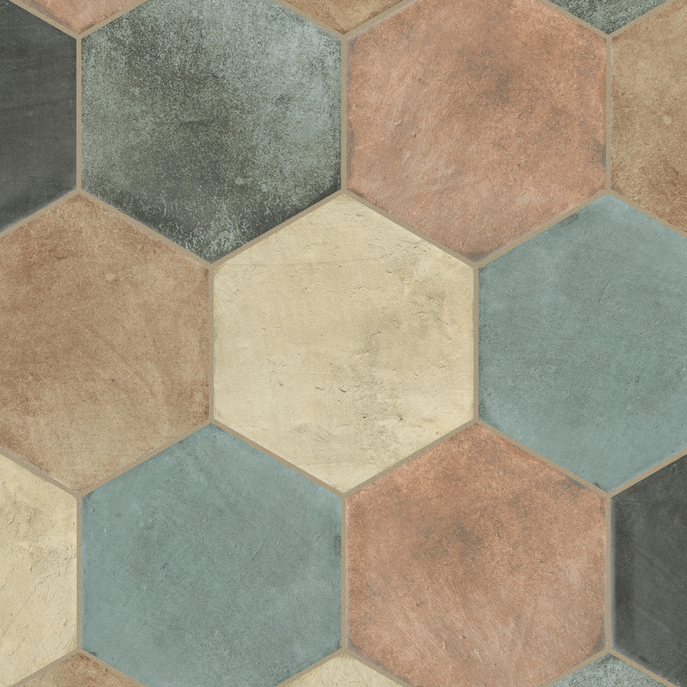 Fika Hex Mix 7.75x9 Hexagon Ceramic Floor and Wall Digital Pattern