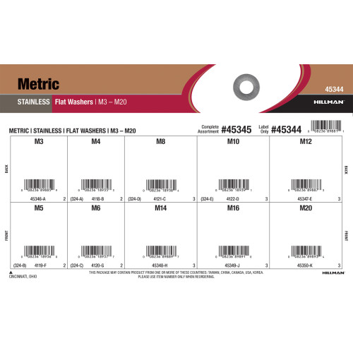 Stainless Steel Metric Flat Washers Assortment (M3 thru M20)