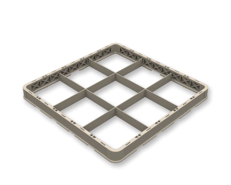 9-compartment rack extender full size polypropylene in beige with flaps for Closed Flap Rack 9-compartment rack